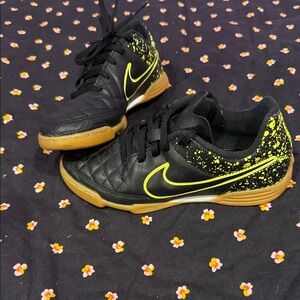 Nike Kids Black and Yellow Athletic Shoes(Soccer)